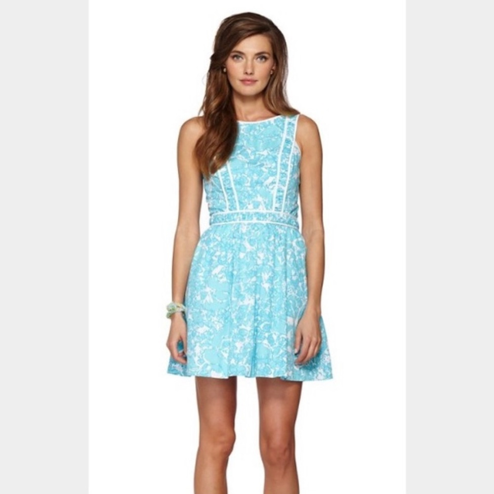 NWT Lilly Pulitzer Becky Dress in Shorely Blue She’s a Fox print